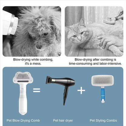 FluffDry 2-in-1 Pet Hair Dryer Brush