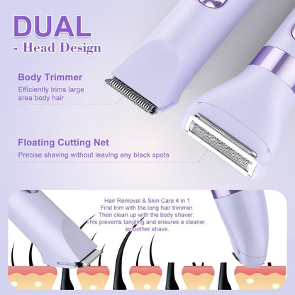 4-in-1 Women's Electric Razor, | Head Body Hair Trimmer for Women