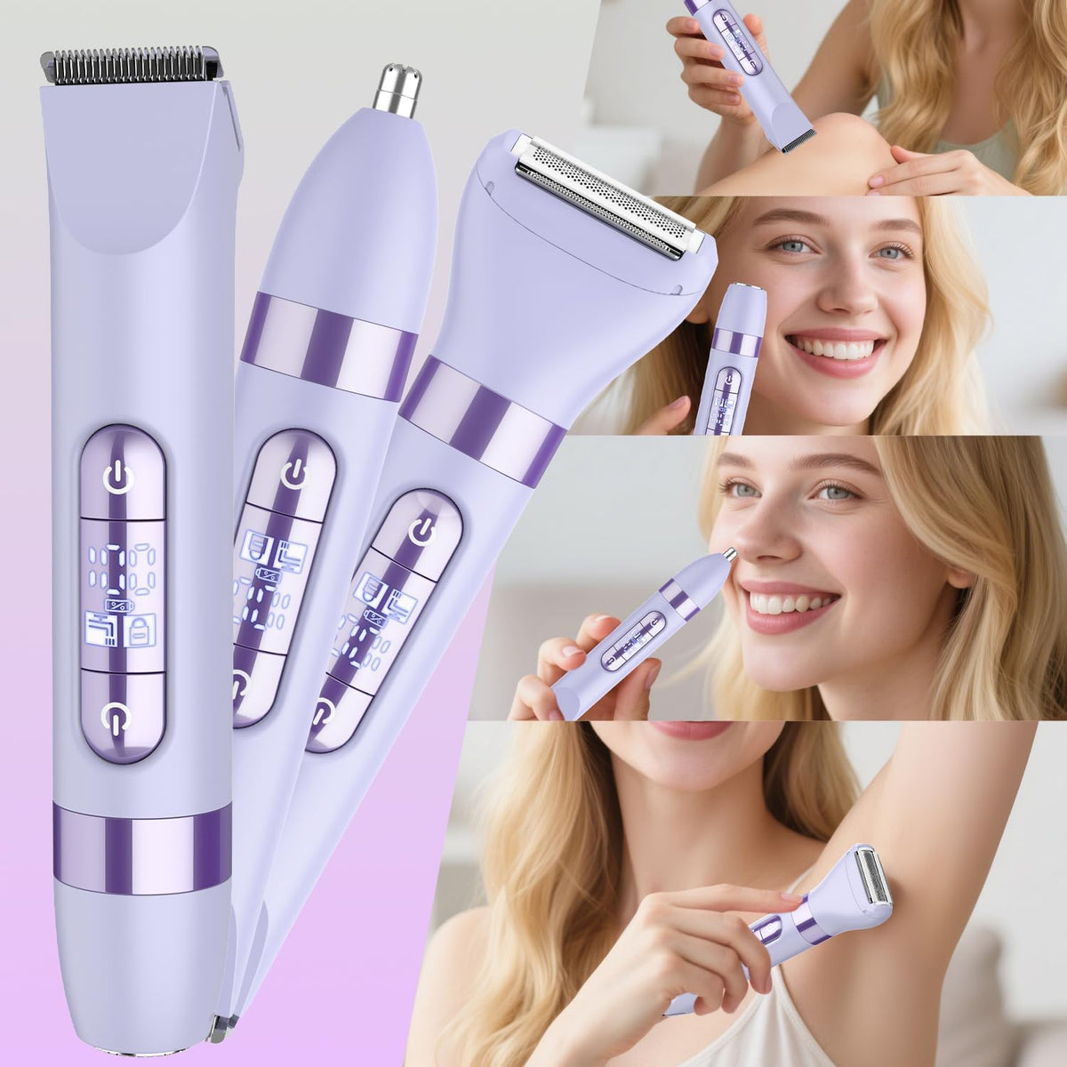 4-in-1 Women's Electric Razor, | Head Body Hair Trimmer for Women