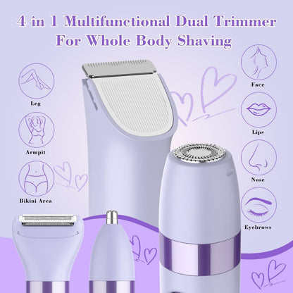 4-in-1 Women's Electric Razor, | Head Body Hair Trimmer for Women