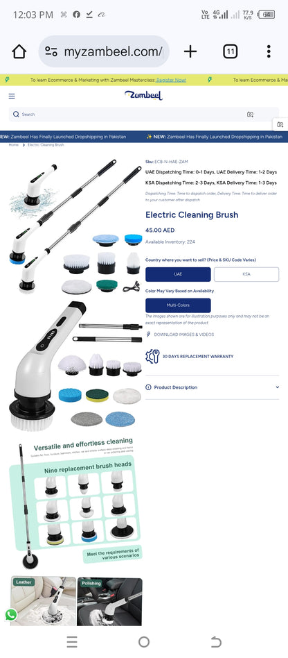 Electric Cleaning Brush – Powerful Bathroom & Kitchen Scrubber