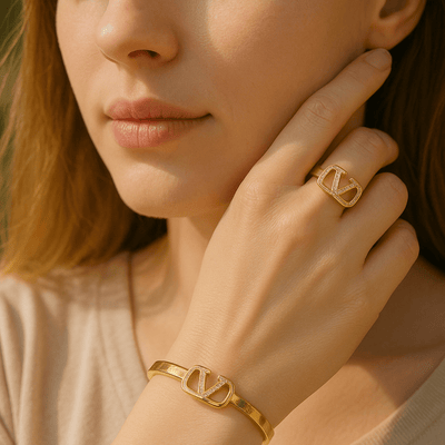 Gold-Plated Bracelet & Ring Set
